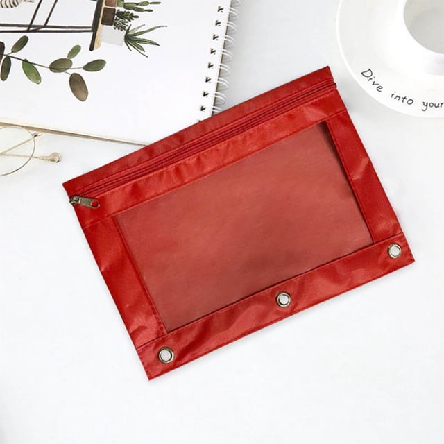 Birdeem Pencil Bags with Zipper, Large Pencil Pouch, Three-Hole Pencil Case Zipper Transparent Document Storage Bag Detachable Folder Large Capacity Pencil Case, Zipper Pencil Case