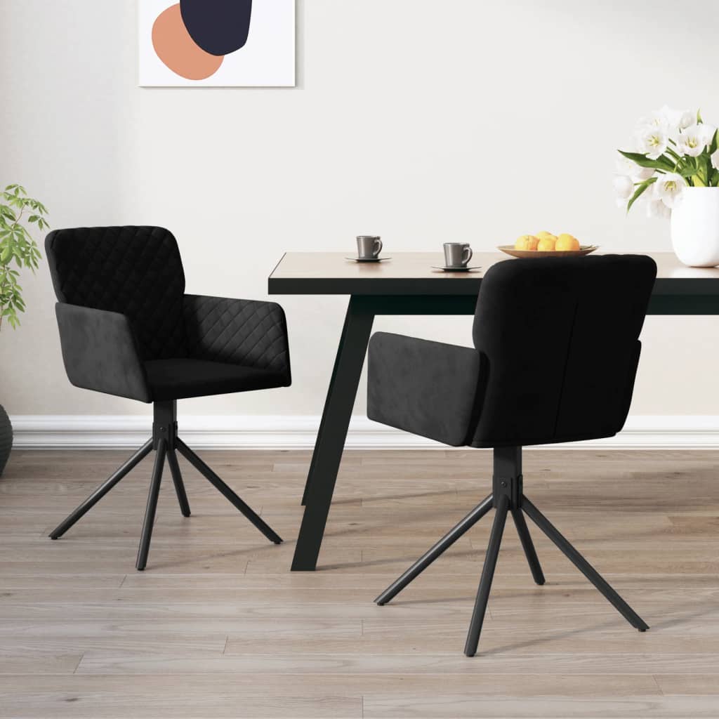 vidaXL Chaises de Salle à Manger Pivotantes 2 Pcs Velours Noir