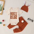 thumbnail image 2 of MIASHUI Baby Boys My First Easter Outfits Clothes Bunny Bodysuit with Rabbit Hat,Khaki,0-3 Months, 2 of 9