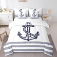 thumbnail image 1 of Erosebridal Anchor Bedding Sets Twin Size,Nautical Theme Comforter Sets With Sheets,Stripes Decor,Reversible,Breathable,7Pcs, 1 of 1