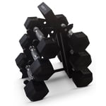 HolaHatha Hexagonal Ensemble de poids à main libre avec rack, 5, 8, & 10 Lbs, noir