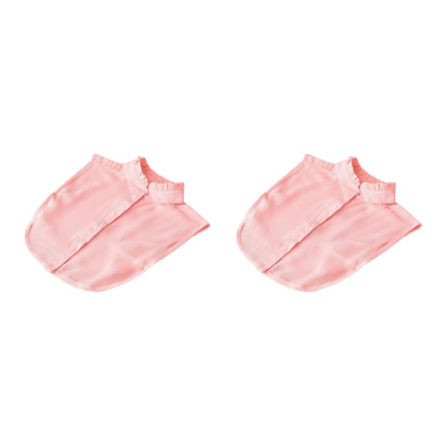 QualitChoice Design Simple Couleur Unie Faux Col Mode Formelle Chiffon Faux Demi-Chemise Décoratif Détachable Col Rabattu Vêtements Décor Rose Rond 2 Pcs