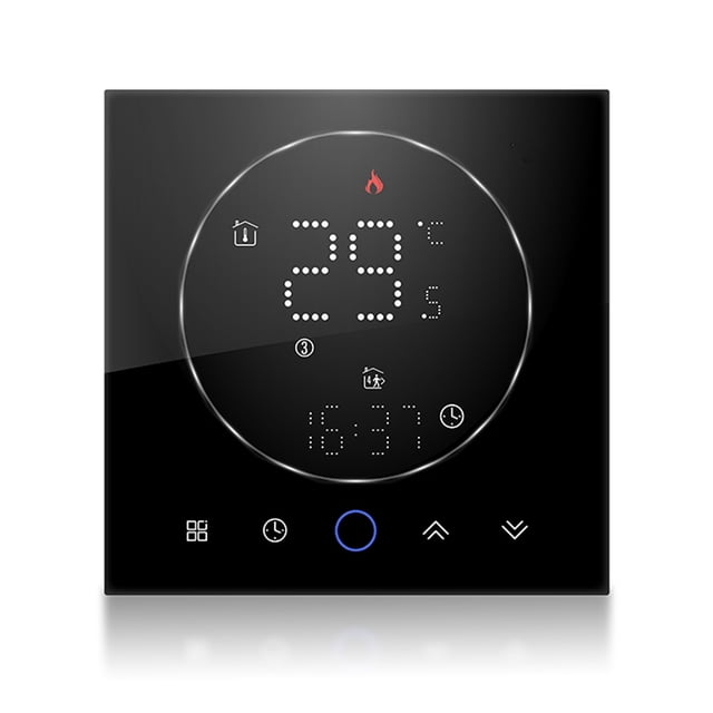 7 Day Programmable Smart Thermostat with LED Display, Energy Saving, Wall Mounted Boiler Thermostat for Home, AC95-240V Square