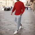 thumbnail image 2 of HBFAGFB Survêtements pour Hommes Ensemble 2 Pcs Chandails en Molleton Col Rond Pantalons Décontractés Doux avec Poches Rouge Taille G, 2 of 3