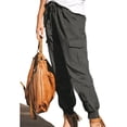 thumbnail image 4 of Timegard Womens Lounge Pants Elastic Waist Drawstring Cargo Pants with Pockets Comfy Trousers Fall, 4 of 7