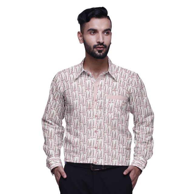BESTMAN Chemises Imprimées pour Hommes à Manches Longues Boutonnées Chemise Habillée Décontractée en Coton