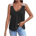 thumbnail image 1 of Birdeem Mode Femmes Décontracté Col en V Sans Manches Dentelle T-Shirt Uni Blouse, 1 of 12