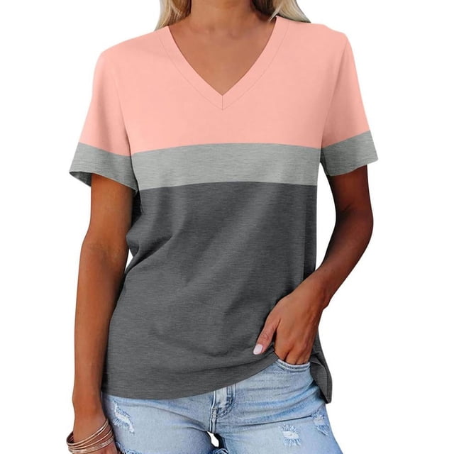 T-shirt à Manches Courtes pour Femmes, Mode Décontractée, Imprimé Galaxie Astral, Col en V