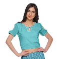 thumbnail image 3 of Moomaya Printed Rayon Cold Shoulder Crop Top And Skirt Ethnic Set For Women, 3 of 6