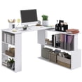 thumbnail image 1 of HOMCOM 360° Rotating Corner Desk PC Laptop Workstation Storage Shelf White, 1 of 10
