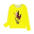 thumbnail image 4 of RXIRUCGD Chemises à Manches Longues pour Filles Imprimés Mignons Col Rond Hauts Blouses Décontractées Habillées Vêtements (Jaune, Taille:11 Ans), 4 of 5