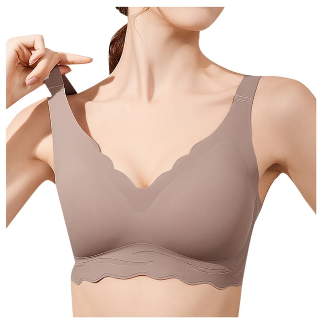 Women's Seamless Wireless Bra - Full Coverage, Padded, V Neck, Nylon Spandex, Comfortable Daily & Sleepwear