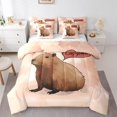 thumbnail image 1 of YST Ensemble Douillette 7 Pcs Dessin Animé Capybara, Cadeaux Capybara Aquarelle Brun, Polyester, Format Grand Lit (7 Unités), 1 of 5