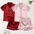 thumbnail image 2 of B91xZ Ensembles de Pyjamas pour Femmes Classique Chandail à Enfiler Long Ensemble de Pyjama en Satin Soie, RD2 L, 2 of 4