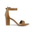 thumbnail image 3 of BLISSFUL STEP Women's Shoes Ankle Strap Block Heel Buckle Open Toe Sandals Brown 11, 3 of 8