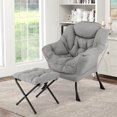 thumbnail image 4 of Costway Fauteuil de Repos Fauteuil d'Appoint de Détente avec Repose-Pieds Pliant et Pochette de Rangement Gris, 4 of 10