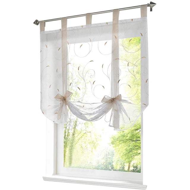 Store Romain avec Ruban Brodé Rideaux Romains Voilage Transparent à Pattes Rideau, Polyester, Baie, LxH (Sable,60*140cm)