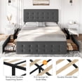 thumbnail image 2 of Bed Frame with 4 Storage Drawers and Upholstered Headboard, Queen/Full Size Upholstered Mattress Foundation with Linen Fabric/PU Leather/Velvet, No Box Spring Needed, 2 of 7