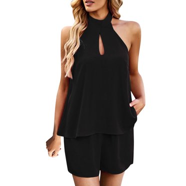 adviicd Tenues de Plage pour Femmes Ensemble Deux Pièces pour Femmes Ensemble Détente Haut Boutonné et Shorts Survêtements Noir,TG