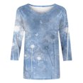 thumbnail image 4 of Pisexur Blouse Grande Taille Manches 3/4 pour Femmes Mode Décontractée Col Rond Imprimé Vintage T-Shirts Chemises Amples Tunique, 4 of 4