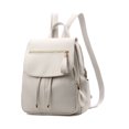 thumbnail image 3 of Women PU Backpack Large Capacity Travel School College Organizer School Solid Color Causal Adjustable Handbag Rucksack Tote Shoulder Bag White, 3 of 8
