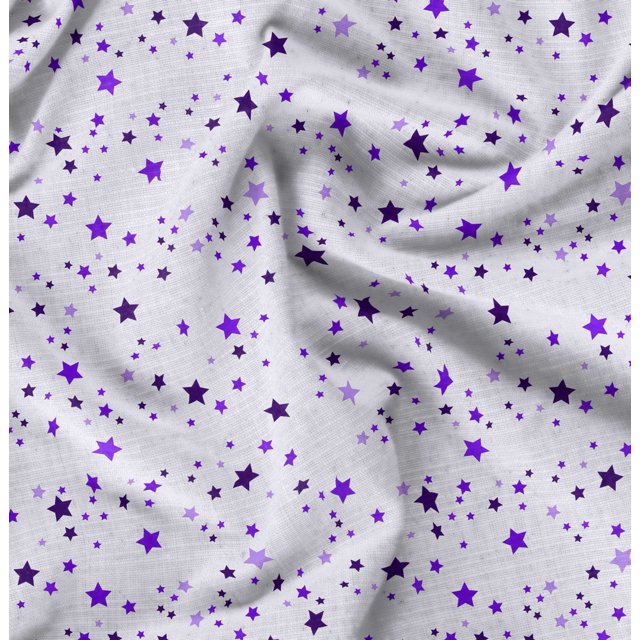 Soimoi Purple polyester Crepe Fabric Stars Star Printed Fabric 1 Yard 52 Inch Wide