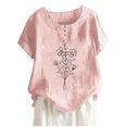 thumbnail image 2 of Soldes d'Été Iumwxz Chemises de la Saint-Valentin pour Femmes T-Shirts Basiques Confortables Hauts pour Femmes Imprimé Floral Hauts à Manches Courtes Col Rond Blouse pour Femmes Offres Spéciales Cocktail, 2 of 4