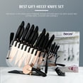 thumbnail image 2 of Hecef 25 Pieces Kitchen Knife Set with Block, Titanium Plated Stainless Steel Extra Sharp Knives, 2 of 13