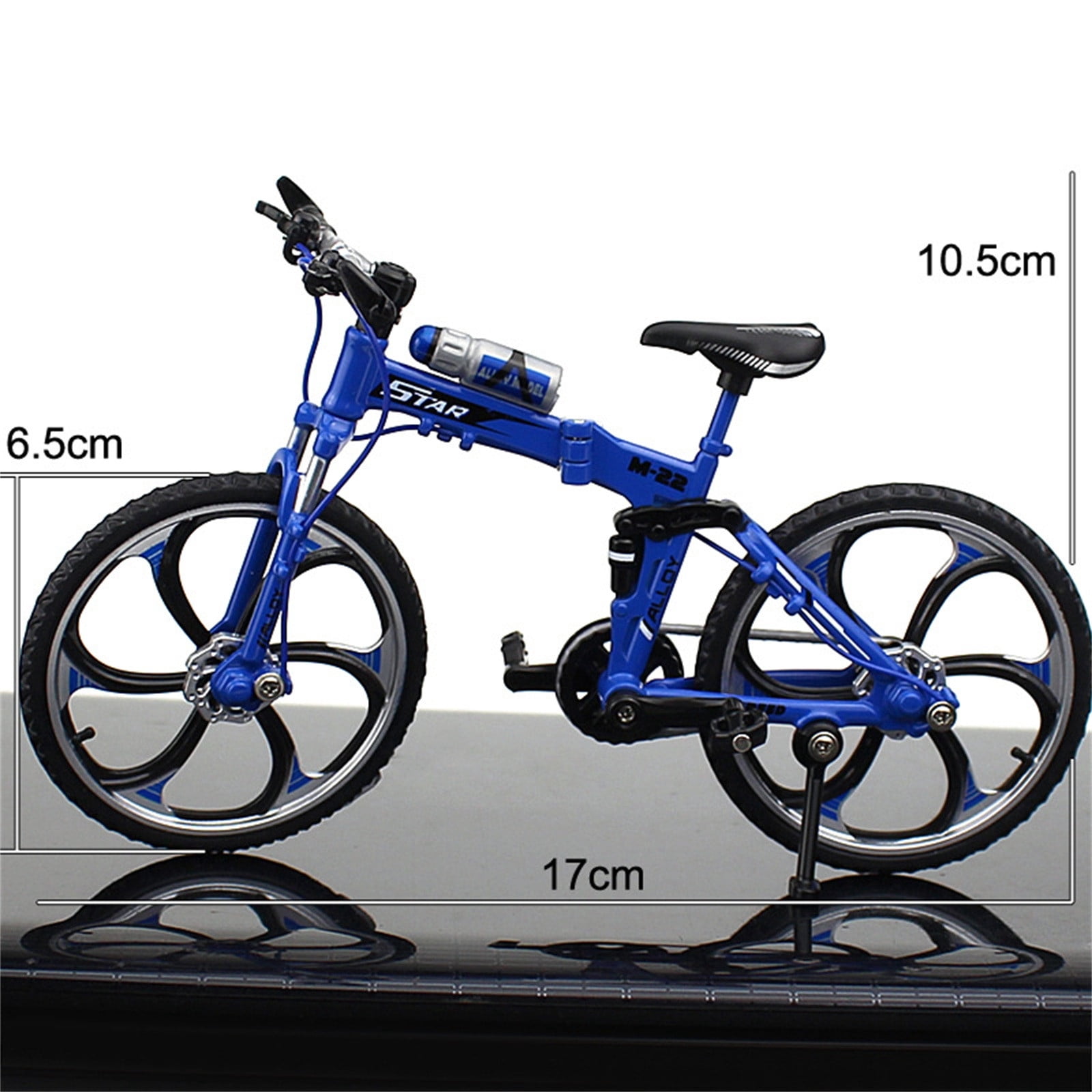 Blue Alloy Simulation Bicycle Model 1:10 Scale Mini Bike Toy Foldable Mountain Bike - Blue