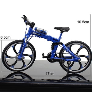 Blue Modèle de vélo de simulation en alliage 1:10 Échelle Mini Jouet de vélo Vélo de montagne pliable - bleu