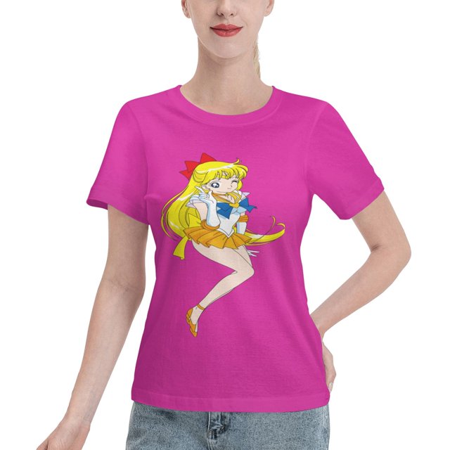 T-Shirt Basique à Manches Courtes pour Femmes Sailor Moon Aino Minako