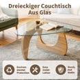 thumbnail image 3 of ClinQ 31.5" Coffee Table for Living Room, Mid Century Modern Center Table with Clear Glass Top and Cherry Wood Base, Transparent/Cherry, 3 of 6