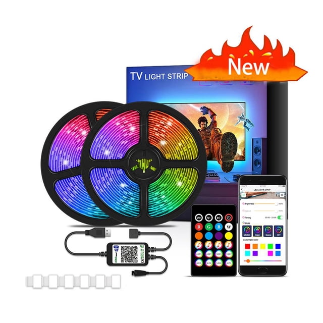yingyy Bandes Lumineuses LED 5V Rétroéclairages TV Bandes Lumineuses Multiusage Ceinture Lumineuse Bluetooth avec Télécommande 20 Touches Câble USB