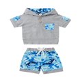 thumbnail image 1 of Baby Summer Tracksuit Camouflage Hooded T-Shirt Elastic Shorts, 1 of 6
