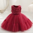 thumbnail image 2 of Yanlir Robe Sans Manches en Maille pour Fille Col Rond Style Princesse Robe de Fête, Vêtements d'Été pour Enfants, Tenue de Jeu Légère et Respirante (Rouge, 3-4 Ans), 2 of 9