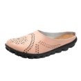 thumbnail image 1 of Chaussures pour Femmes Couleur Unie Rétro Ajourées Sculptées Talon Plat Mode Confortables Sandales Décontractées Pantoufles, 1 of 4
