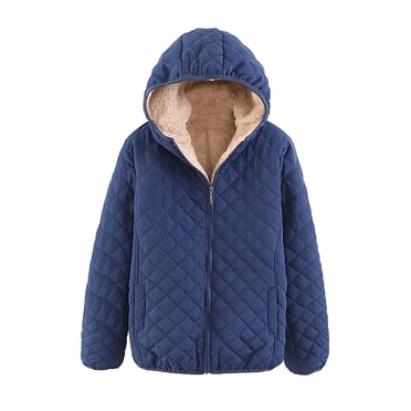 Aboser Manteau Matelassé pour Femmes avec Capuche, Chaud, Doublé en Molleton Peluche, Manteau Matelassé à Losanges, Vestes Amples à Fermeture Éclair, Manteau d'Extérieur Uni à Capuche