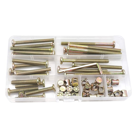Screws Set,Furniture Screws and Nuts Kit,Hardware Replacement Kit,Bed Frame Bolts,Socket Head Screws Set,Furniture Barrel Bolts Assortment for Bunk Beds,Headboards,Chairs,Furniture,Gold