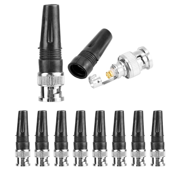 Qiilu Camera Video Cable Connector,10Pcs BNC Wiring Straight Male Adapter Connector Converter for Camera and Video Cable, BNC Straight Male