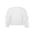 thumbnail image 3 of Women Button-down Ruffle Shirt Solid Color V-neck Long Sleeve Blouse, 3 of 6