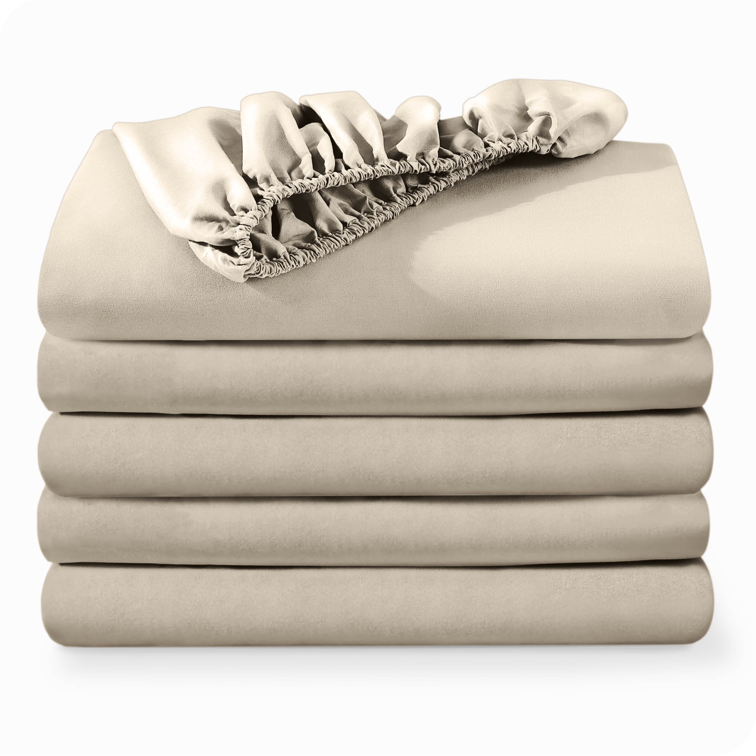 Bare Home Lot de 5 Draps-Housses - Premium 1800 Collection - Ultra Doux - Poche Profonde - Simple TG, Sable