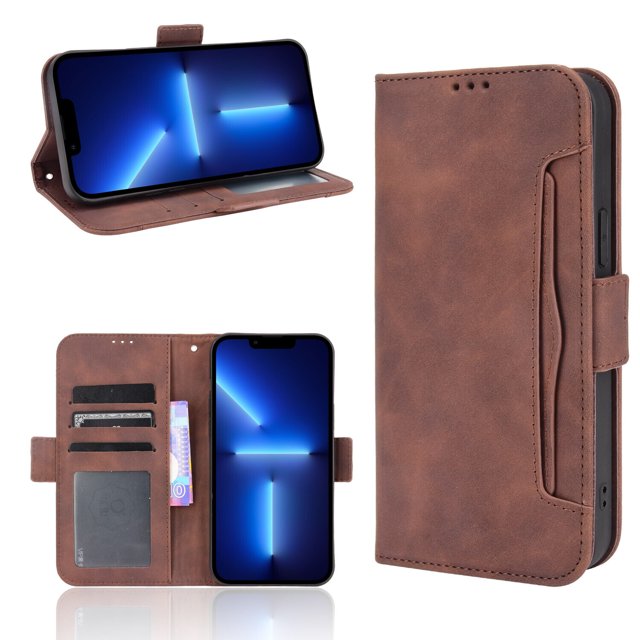 Pour MOTO G Stylus Étui de Téléphone en Cuir à Fentes Multiples avec Rabat et Support - Brun
