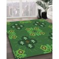 thumbnail image 3 of Ahgly Tapis Rond Lavable en Machine Intérieur Transitionnel Vert Émeraude Profond, 4 Pieds Rond, 3 of 7