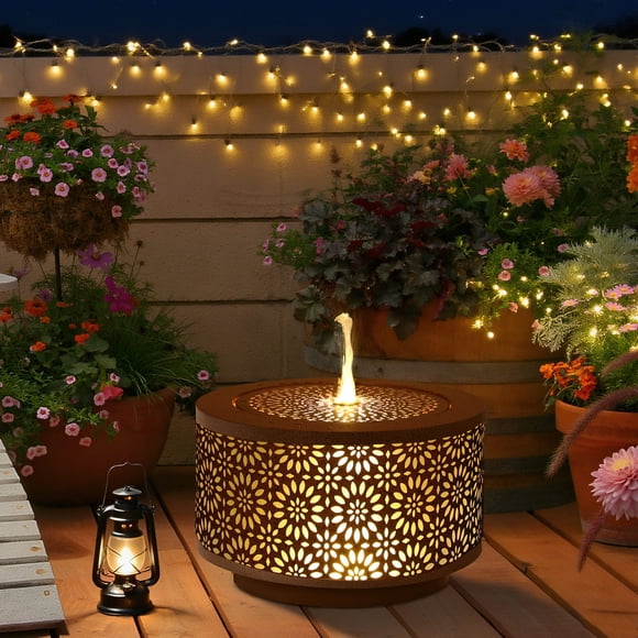 Outsunny Outdoor Water Fountain with LED Lights Garden Waterfall Fountain