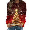thumbnail image 1 of UPPADA Christmas Chandails pour Femmes à Imprimé d'Arbre de Noël, Manches Longues, Chandails à Enfiler, Hauts d'Automne Confortables, Chandail à Col Rond de Noël, Chandails jusqu'à 40 % de Rabais, 1 of 4