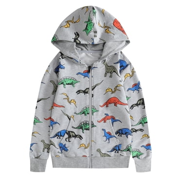 2025 Boys Hoodies & Sweatshirts Hoodies For Teen Boys 4T Lightweight Zip Up Boys Fleece Hooded Sweatshirt Dinosaur Thrashed Shirts Long Sleeve Sweat Shirt 18Month Jacket 3 To12