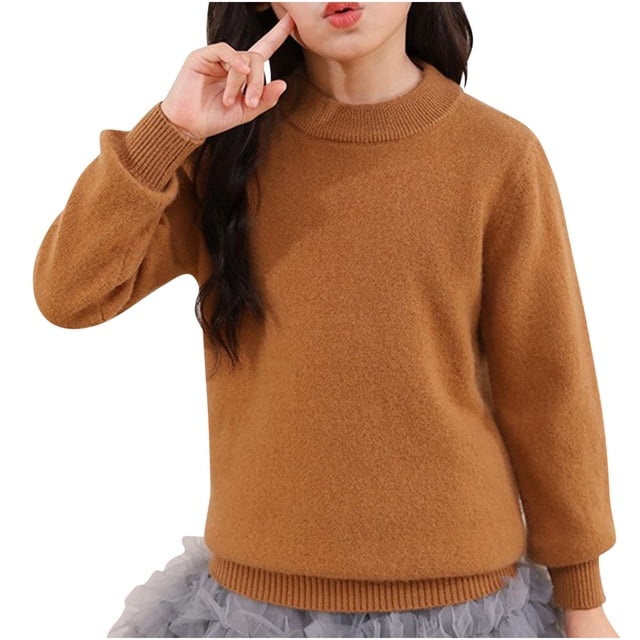 MeetoTime 4-18 Years Children's Knitted Undershirt Solid Color Thick Half High Neck Long Sleeved Pullover Top