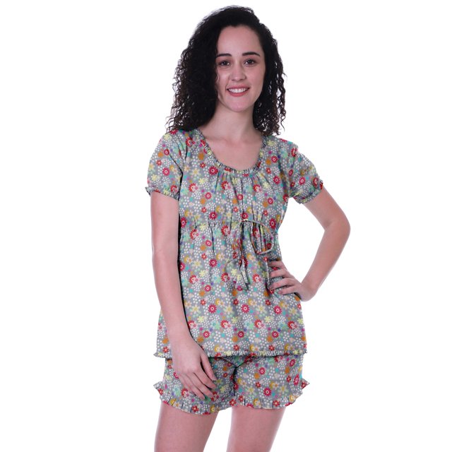 Moomaya Pyjama en Coton pour Femmes, Ensemble de Nuit 2 Pcs avec Shorts, Ensembles de Pyjama avec Shorts