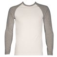 thumbnail image 1 of SLM Men's Long Sleeve Cotton Baseball Raglan Tee Shirt Jersey -White/Gray-XL, 1 of 1