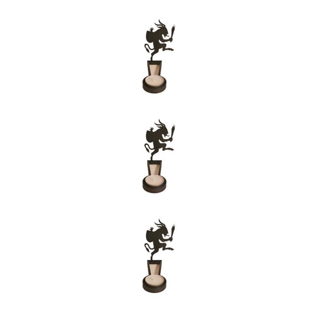 Transemion Stainless Steel Classic Pattern Candle Holders With Vivid Images For Halloween Decor Spooky B 3Set